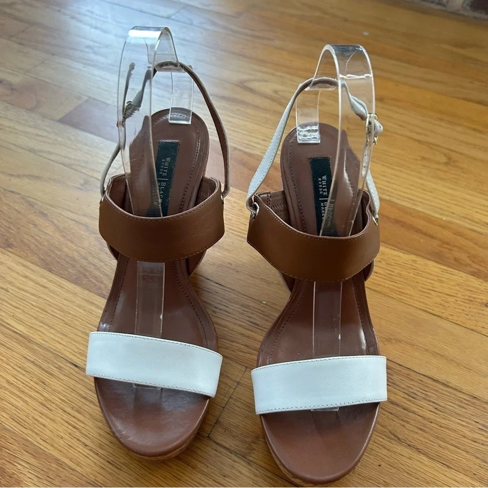 White House Black Market, Brown and White Women's Sandal Espadrilles Size 8